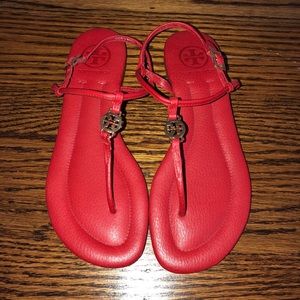 NEW Tory Burch, Red Leather Sandals, Size 7